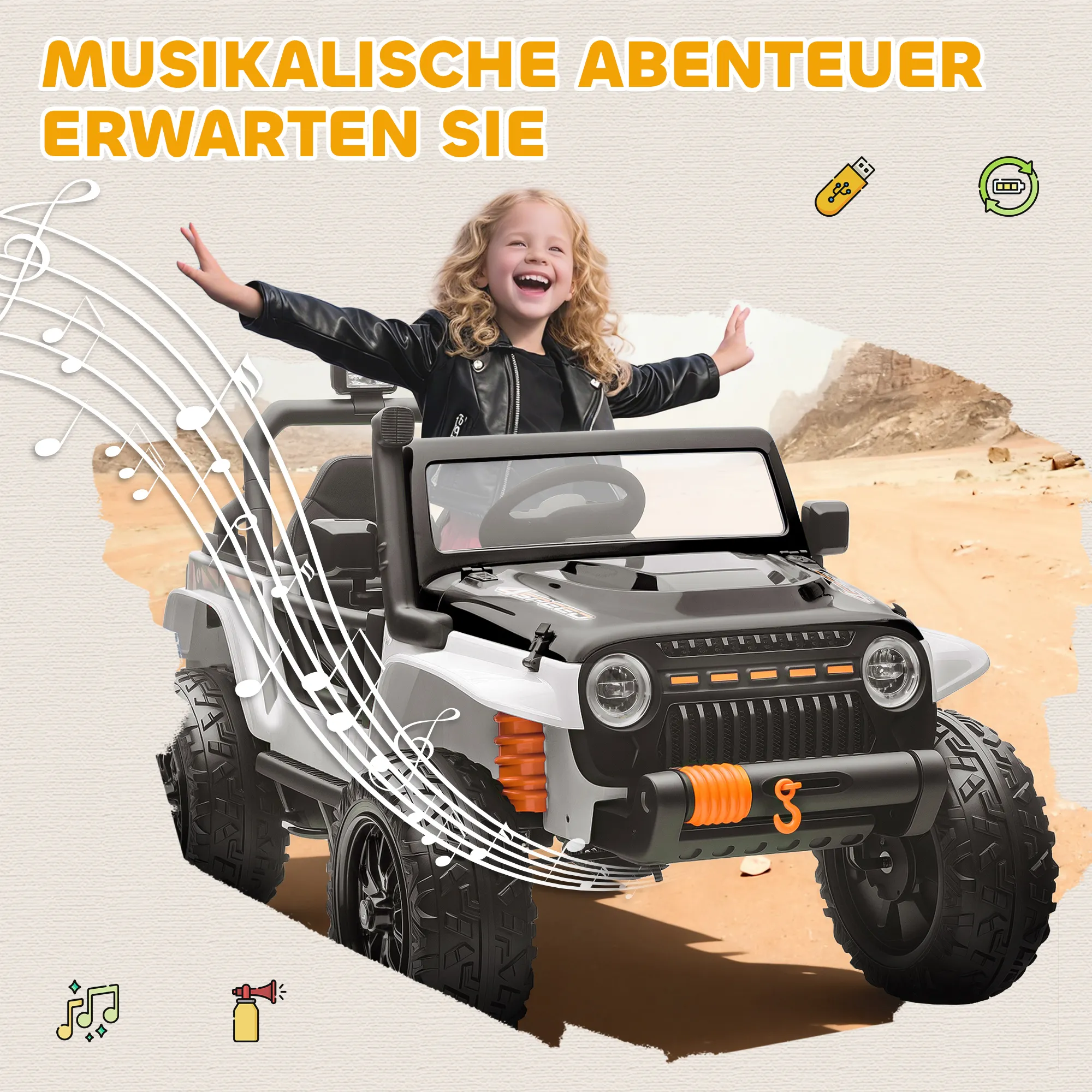 TRUUSK Elektrisch Voertuig Voor Kinderen – 12V Batterij – Met Ouder-kind-zitplaats – Op Afstand Bestuurbaar – Muziek – - Afbeelding 9