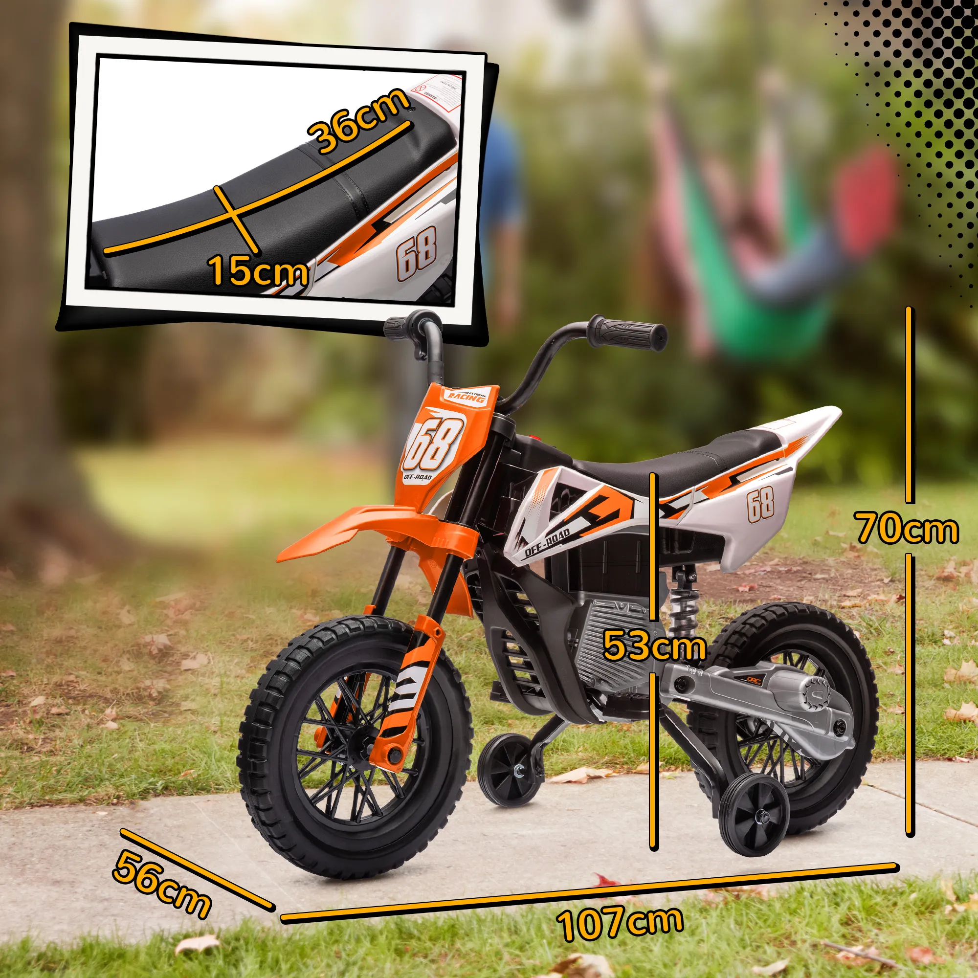 TRUUSK Elektrische Kinder Motorfiets 12V – Met Muziek – Afneembare Trainingswielen – Snelheid 2,4-5 km/u – Voor Kinderen 3-6 jaar - Afbeelding 4