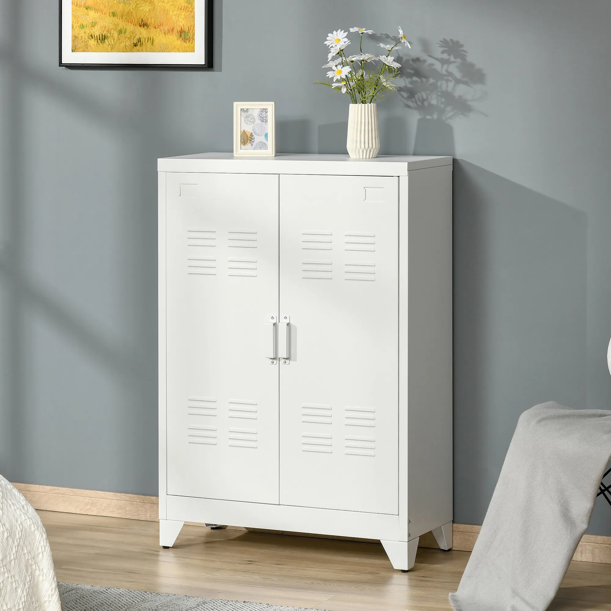 TRUUSK Metalen Archiefkast – Multifunctioneel – Dubbele Deur – 75x33x110 cm – Wit - Afbeelding 3