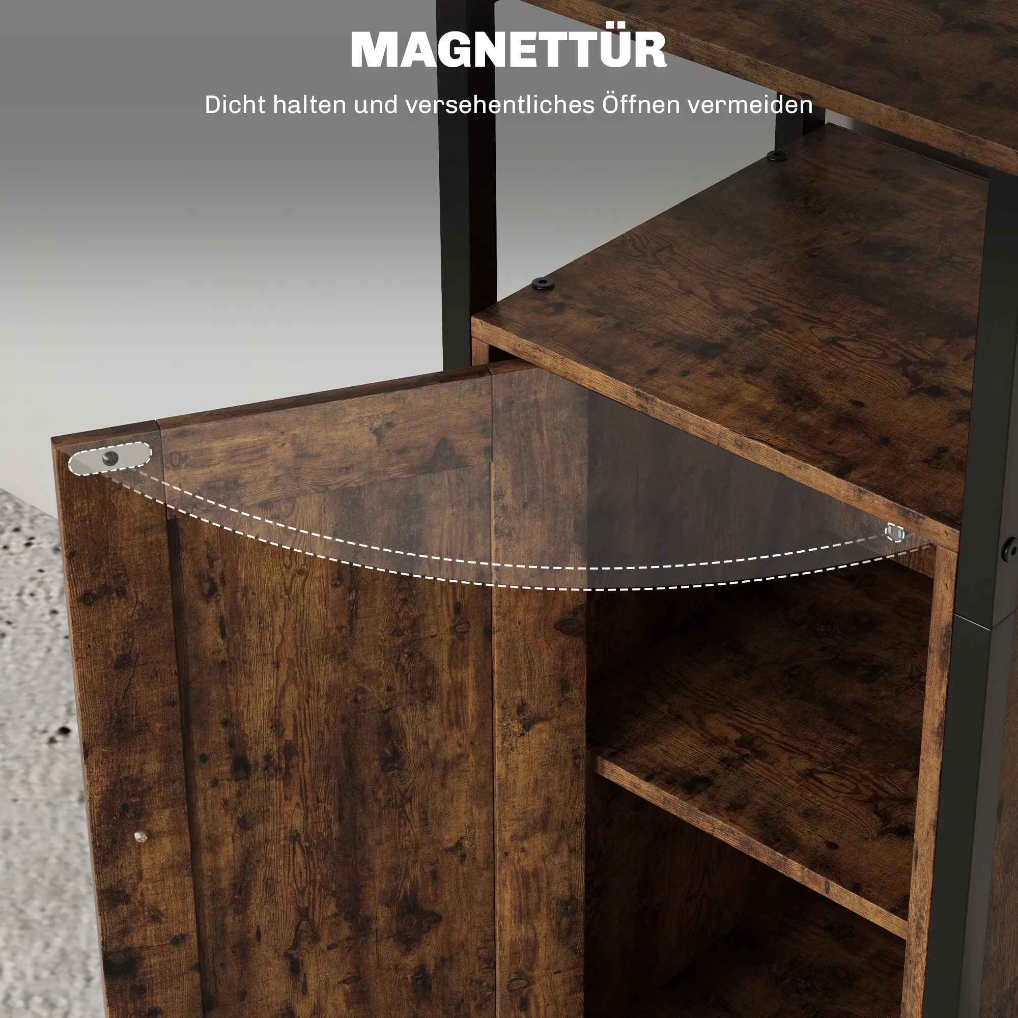 TRUUSK Industriële Bijzettafel – Verstelbaar Rek – Rustiek Bruin – 34 x 30 x 80 cm – Voor Woonkamer en Slaapkamer - Afbeelding 8