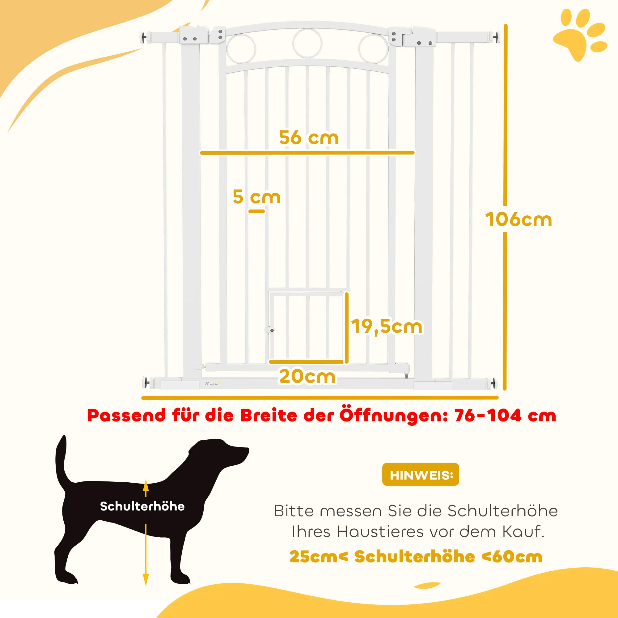 TRUUSK Deurbeveiligingshek voor Honden – Verstelbaar 76-104 cm – Geen Boren Nodig – Stalen Traphek – Met Kattendeur – Veilig en - Afbeelding 4