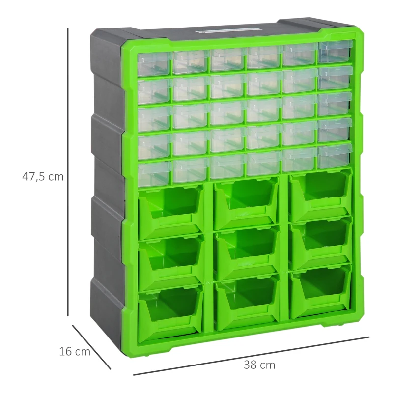 TRUUSK Sorteerbox Klein – 39 Vaks – Groen – L38 x B16 x H47,5 cm – Voor Onderdelen Magazijn – Opbergbox - Afbeelding 4