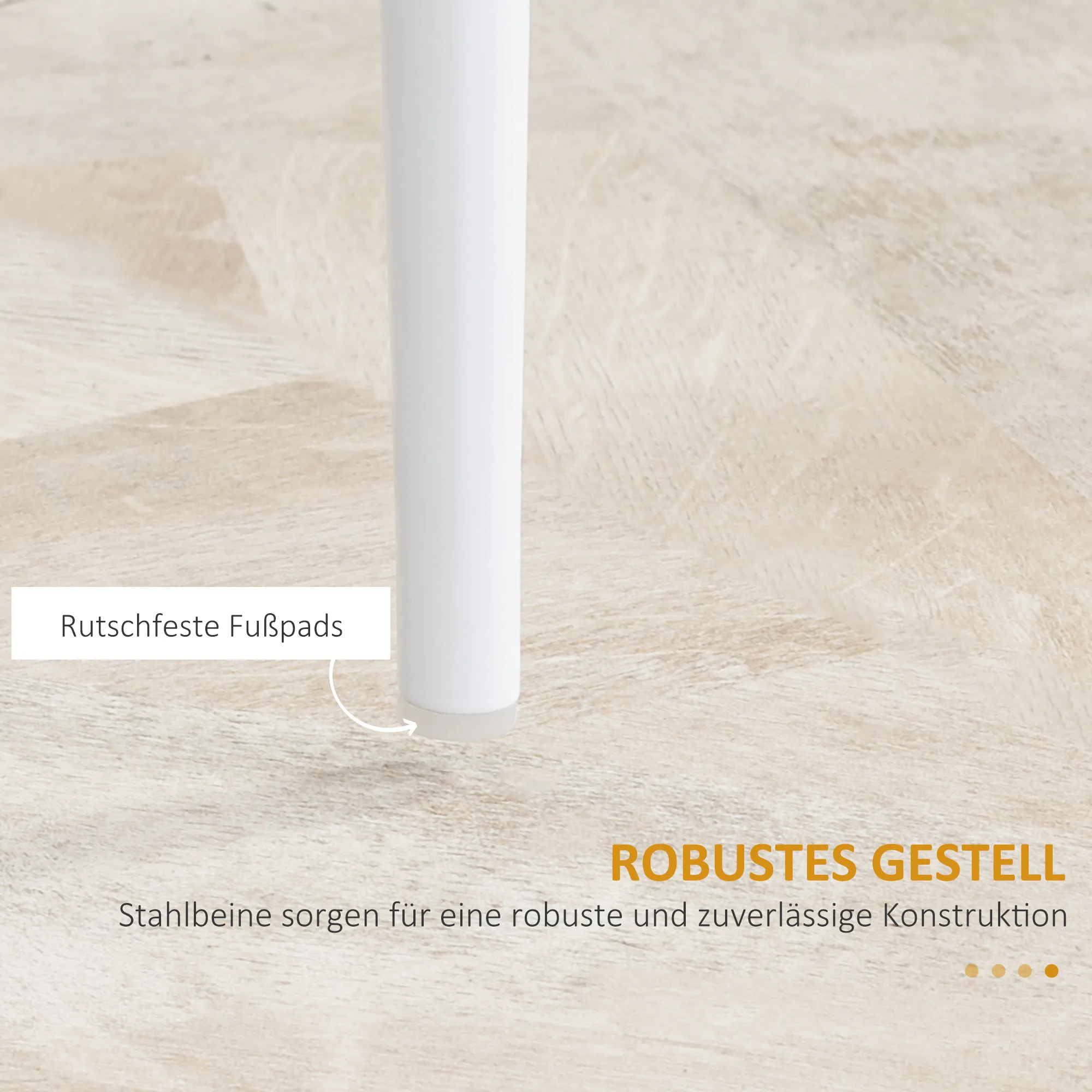 TRUUSK 4-delige Eetkamerstoel Set – Gestoffeerd – Stalen Poten – Kunstleer – Wit - Afbeelding 8