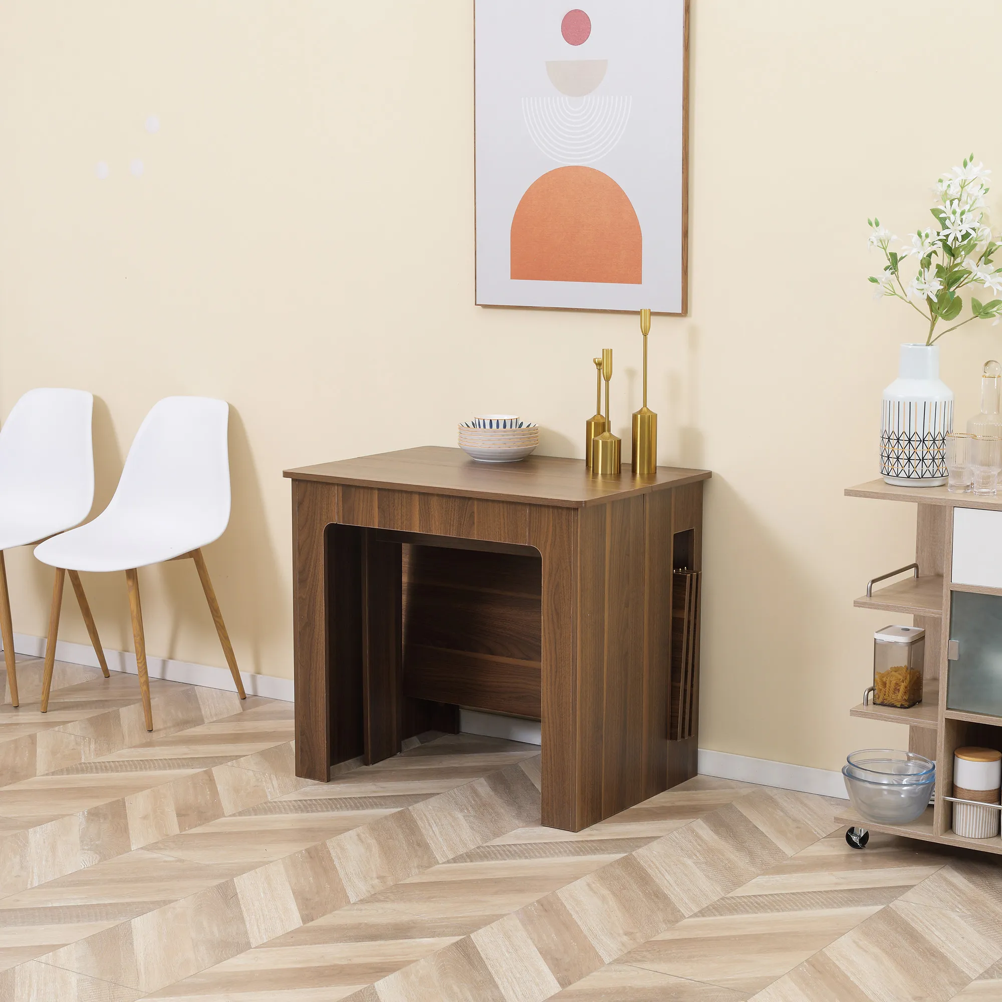 TRUUSK Uitschuifbare Eettafel – Klapbaar en Modern Design – Voor Woonkamer en Eetkamer – Afmetingen 180 x 85 x 75 cm – Bruin - Afbeelding 9