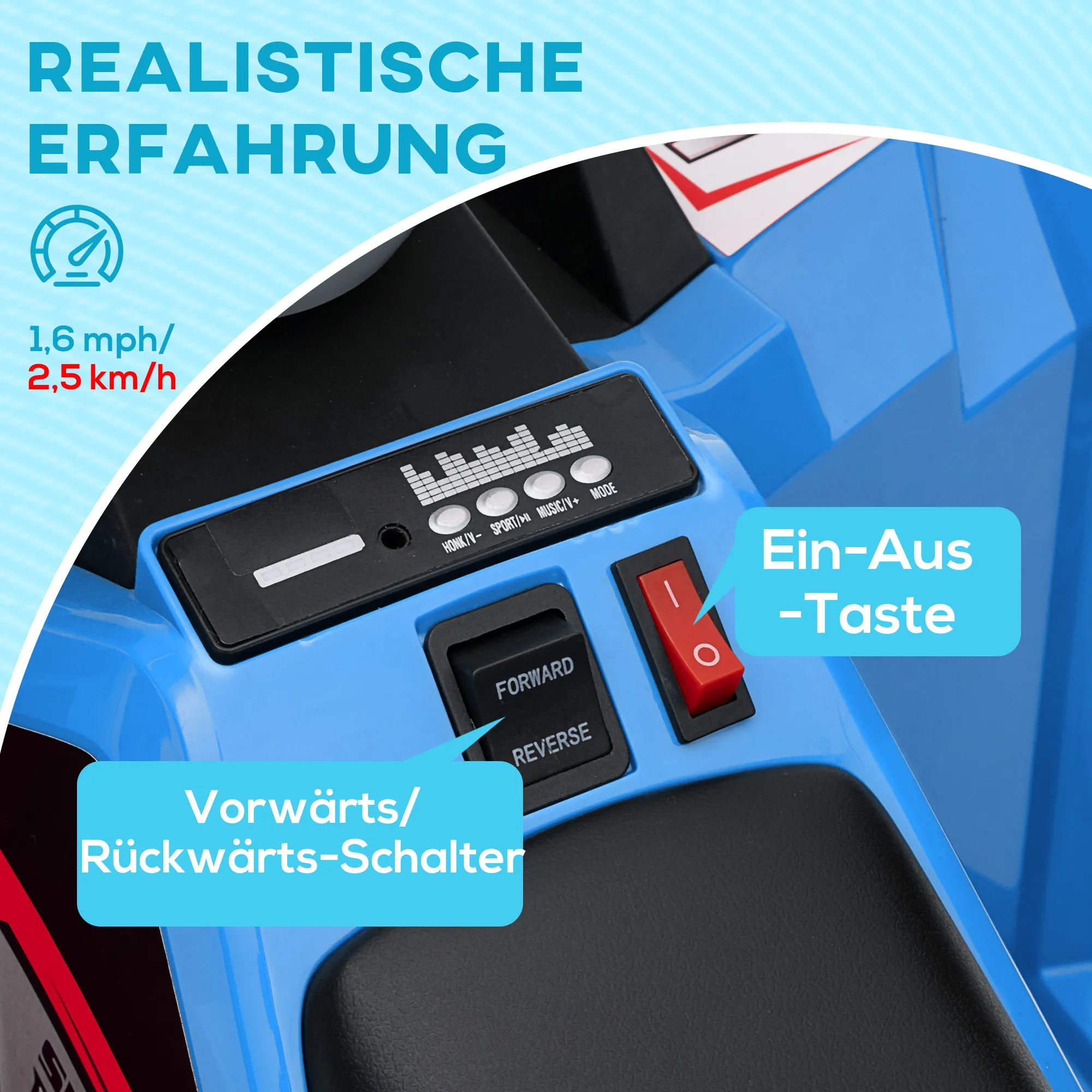 TRUUSK Elektrische Kinderquad – Vooruit- en Achteruitfunctie – 6 V Elektrisch Voertuig – Voor Kinderen 1,5-3 Jaar – 2,5 Km/u – - Afbeelding 5