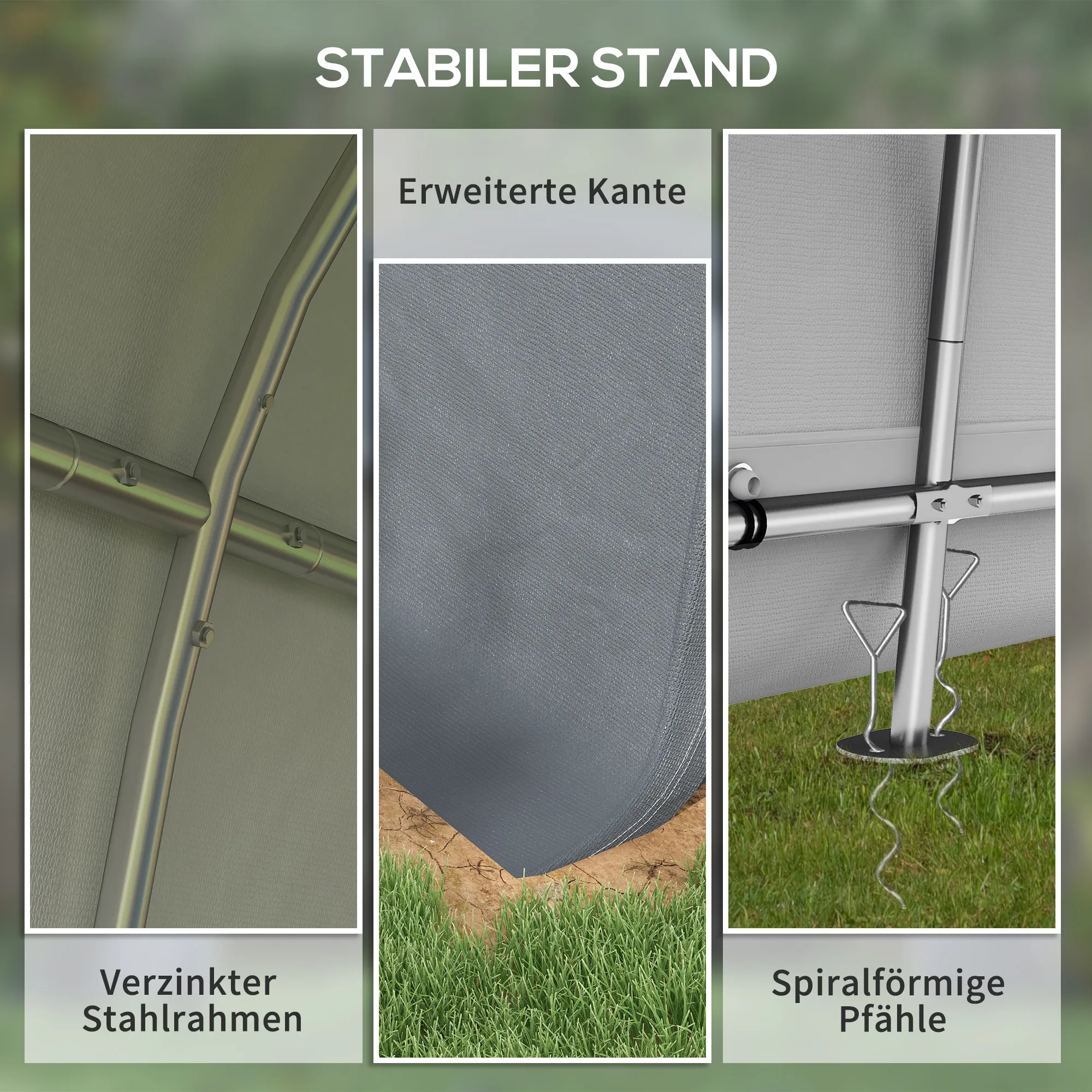 TRUUSK Folie Tuinhuis 3x3m – UV-bescherming – Waterafstotend – Staal – PE – Grijs – Twee Roldeuren - Afbeelding 6