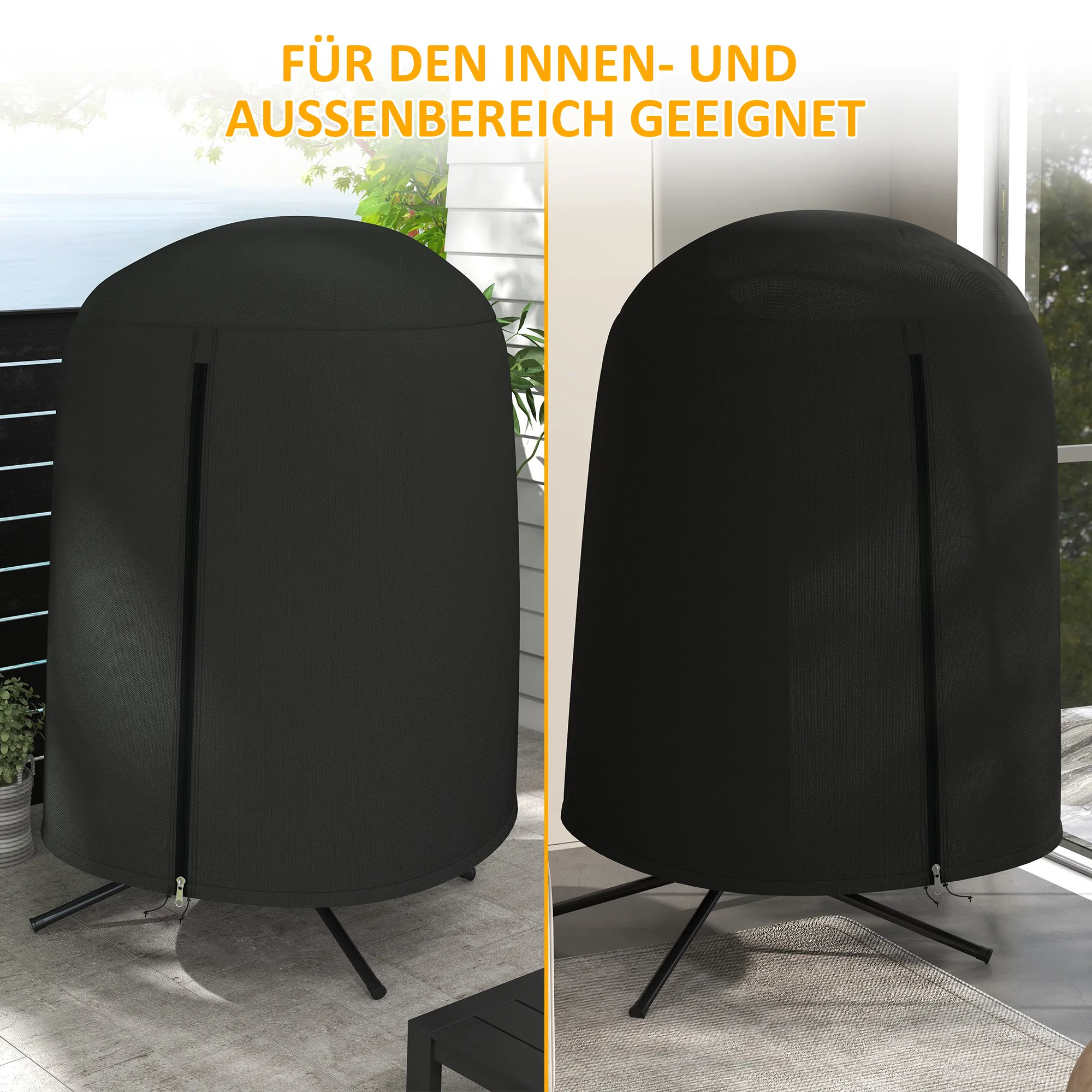 Hangstoel Beschermhoes Waterdicht Met UV-bescherming En Ritssluiting, Oxford Materiaal Ø128 X 190 Cm Voor Tuinmeubilair - Afbeelding 7