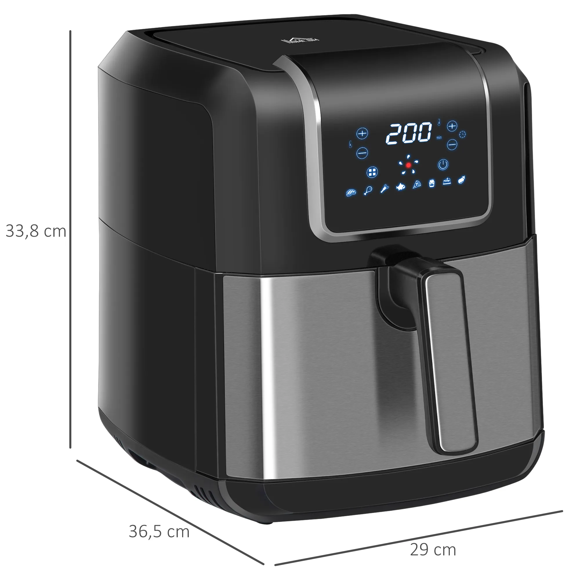 TRUUSK Heteluchtfriteuse 6,5 L 1700W – 8 Menu’s – LED-display – Anti-aanbaklaag – Voor Gezond Olievrij Koken – 36,5 x 29 x 33,8 cm - Afbeelding 4