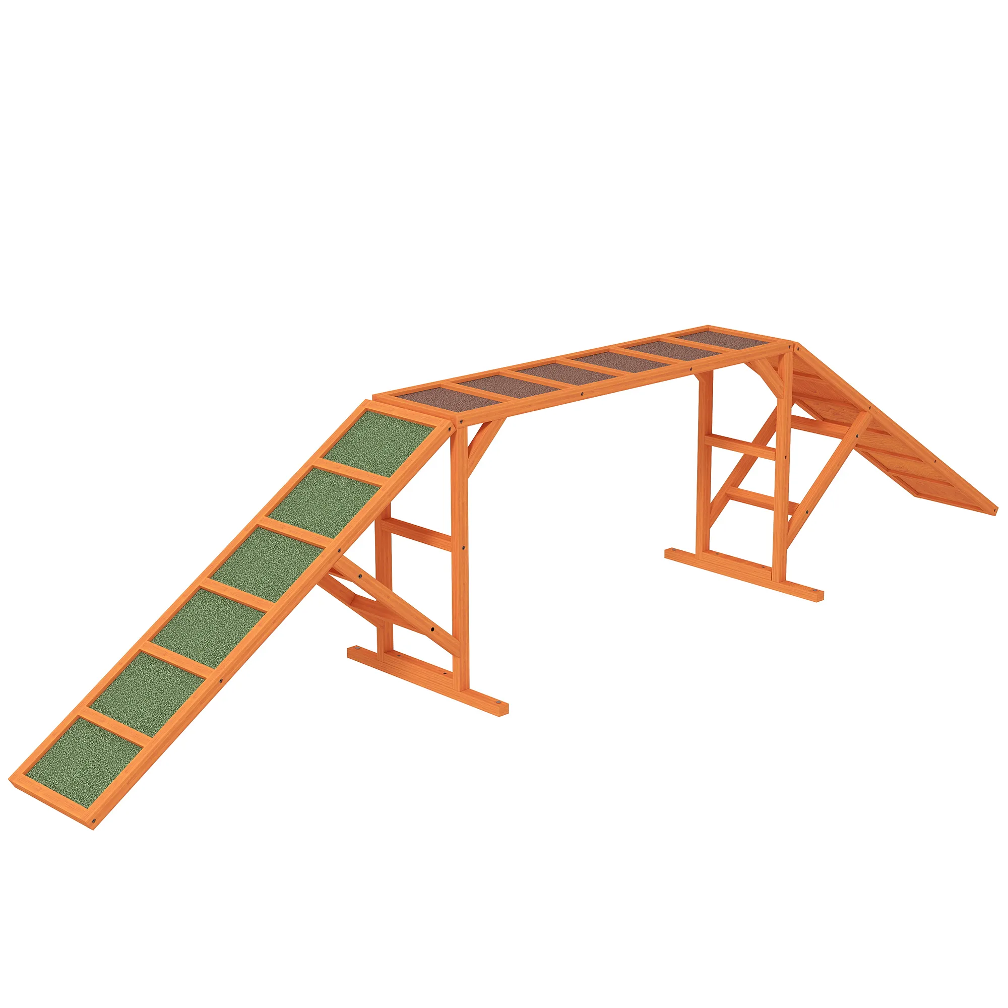 TRUUSK Honden Agility Traptrede – Veiligheidsstang – Antislip Oppervlak – Voor Tuin – 325 x 55 x 69 cm – Oranje