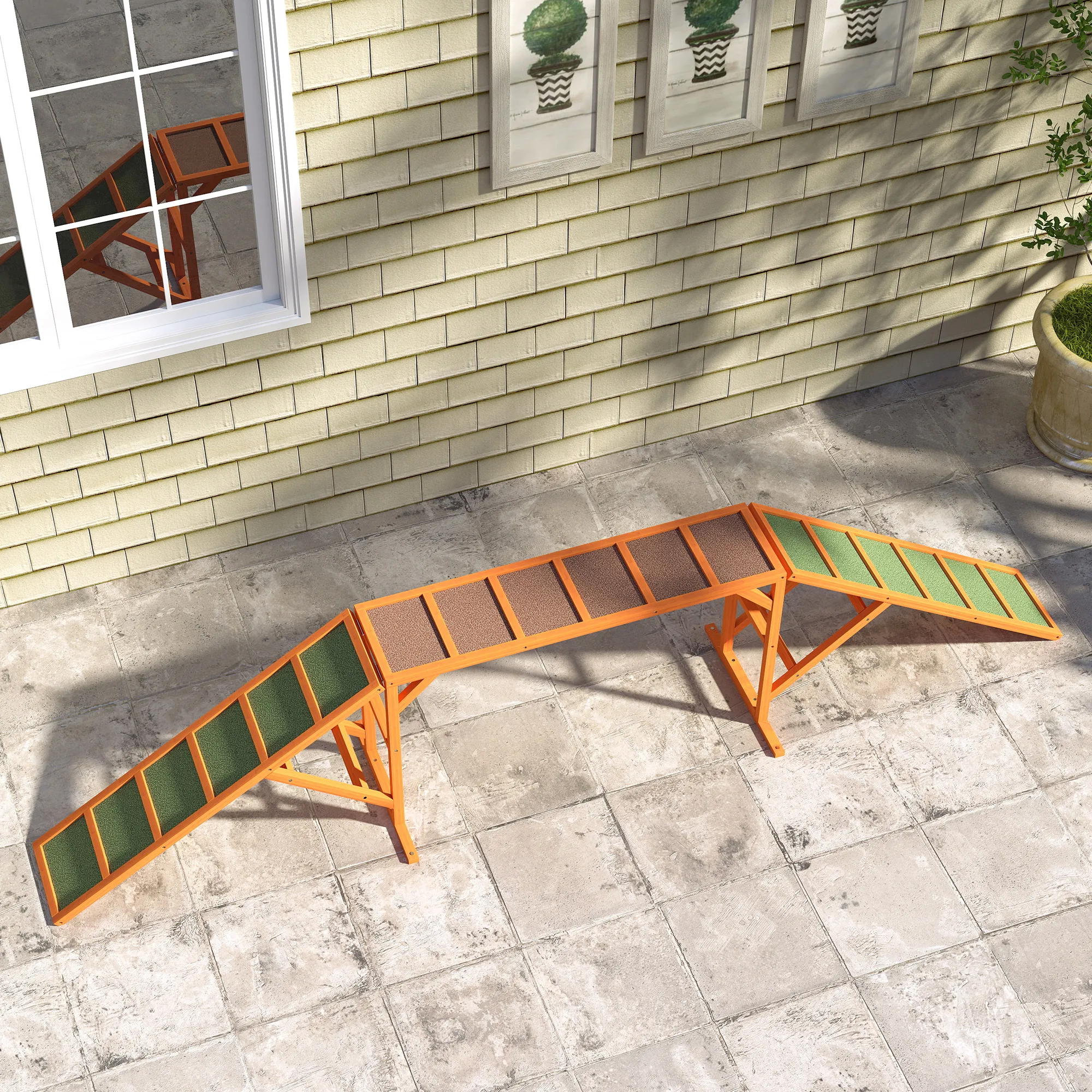 TRUUSK Honden Agility Traptrede – Veiligheidsstang – Antislip Oppervlak – Voor Tuin – 325 x 55 x 69 cm – Oranje - Afbeelding 8