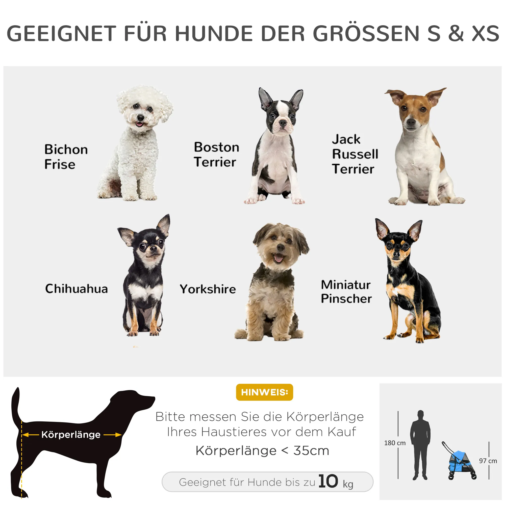 TRUUSK Opvouwbare Hondenbuggy – Gaasvenster – 2 Veiligheidslijnen – Oxford Materiaal – Voor Kleine Honden en Katten – Blauw - Afbeelding 5