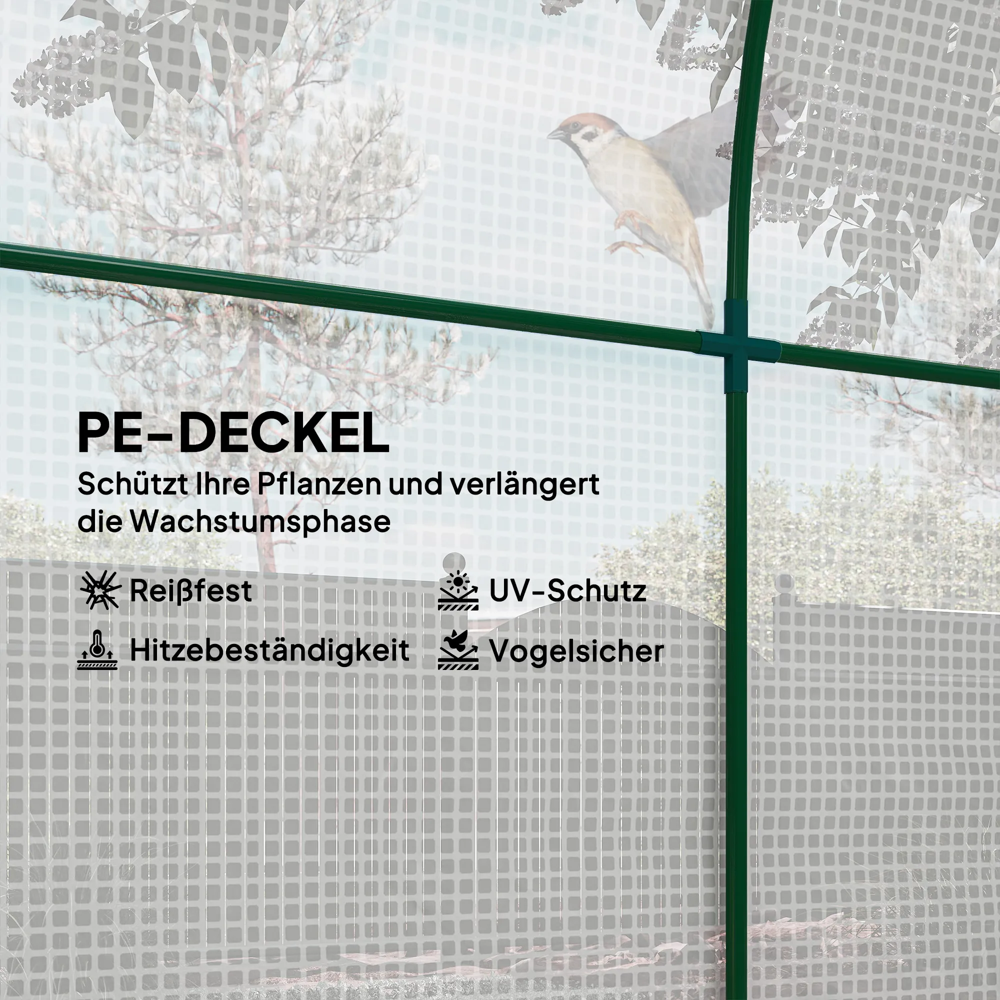 Kas, Draagbaar Plantenhuis Met Stalen Frame En Kunststof Afdekking, Wit - Afbeelding 5