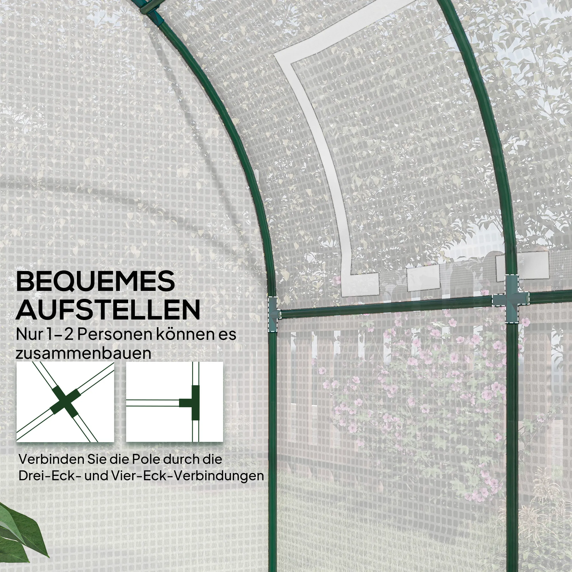 Kas, Draagbaar Plantenhuis Met Stalen Frame En Kunststof Afdekking, Wit - Afbeelding 8
