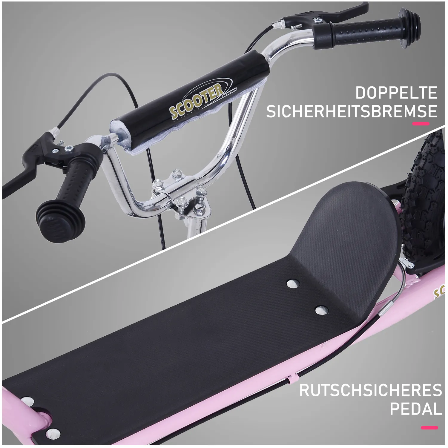 Kinderstep 16 Inch Scooter Met Luchtbanden, In Hoogte Verstelbare Step In Roze Voor Kinderen Vanaf 5 Jaar, Stabiel & Veilig - Afbeelding 7