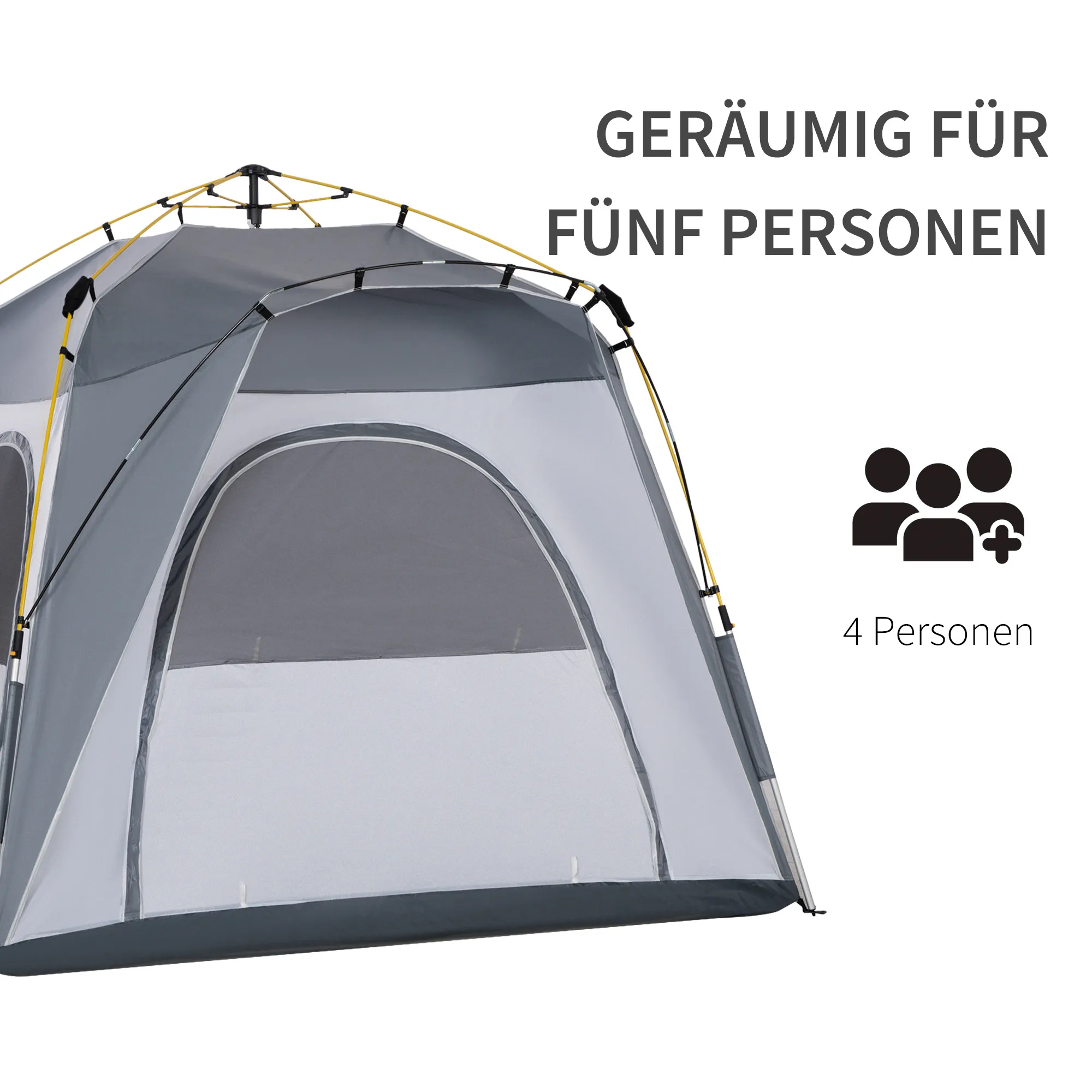 TRUUSK 4-Persoons Pop-up Koepeltent – Licht, Stabiel en Waterdicht – UV 50+ Bescherming – Met Haken, Deur en Raam – Inclusief - Afbeelding 5