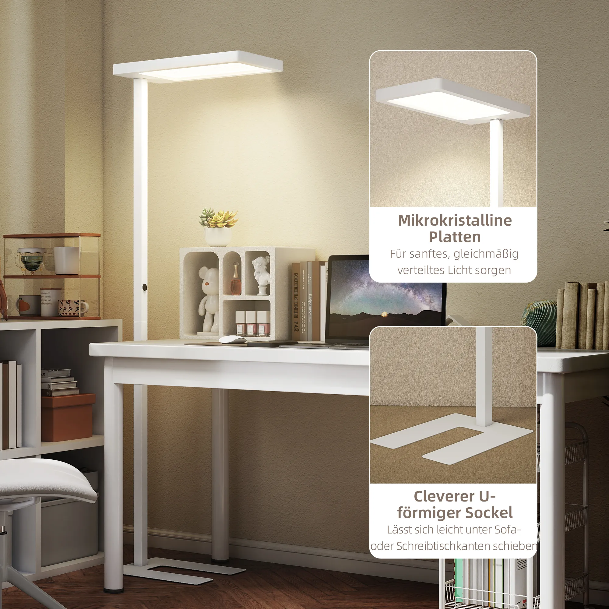 TRUUSK LED-Staande Lamp – Oogvriendelijk Licht – Met Afstandsbediening – Aanpasbare Helderheid – Kunststof en Metaal – Wit - Afbeelding 8