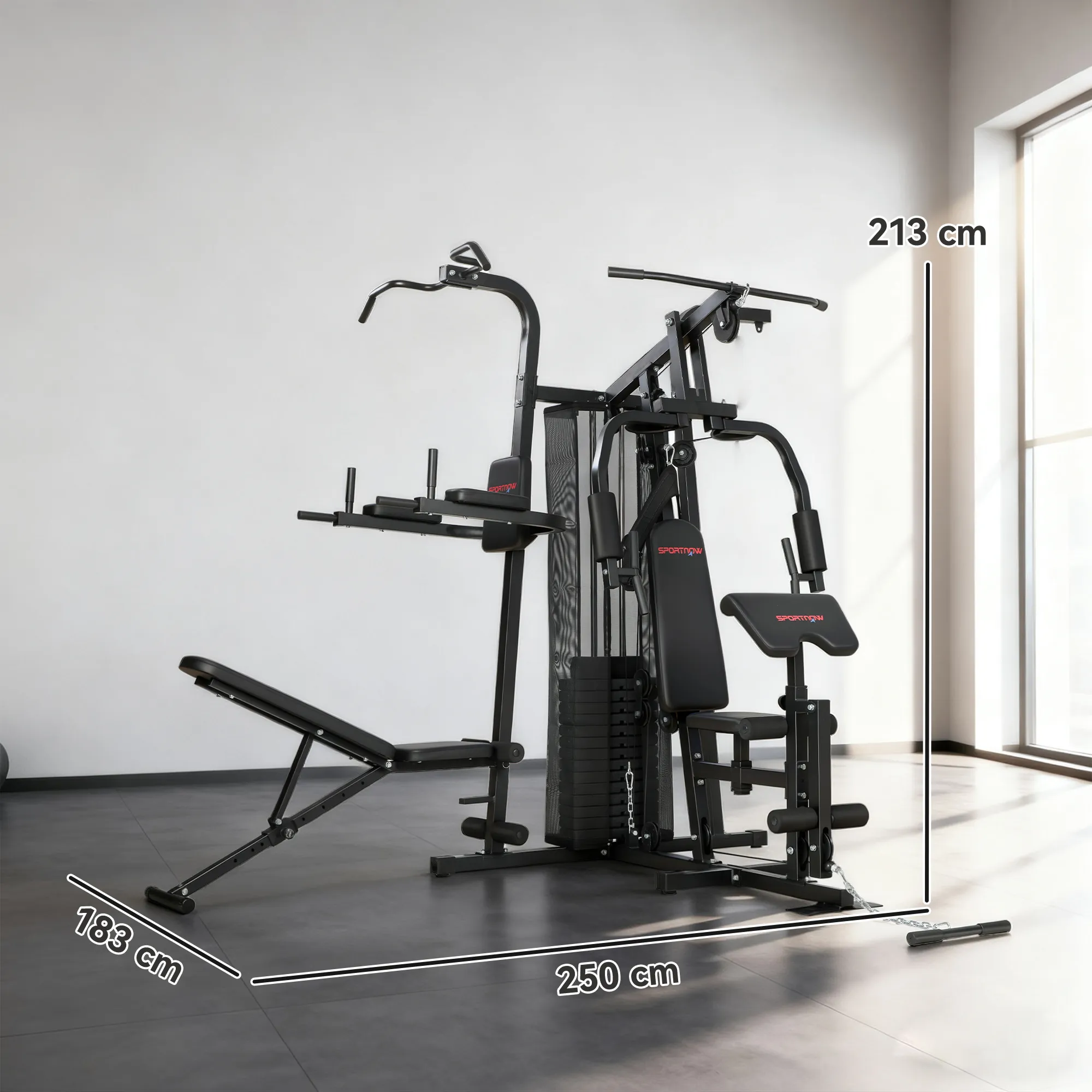 TRUUSK Multifunctioneel Trainingsstation – Thuisfitness Machine voor Meer Dan 10 Oefeningen – Gewichten – Aanpasbare Fitnessbank - Afbeelding 4