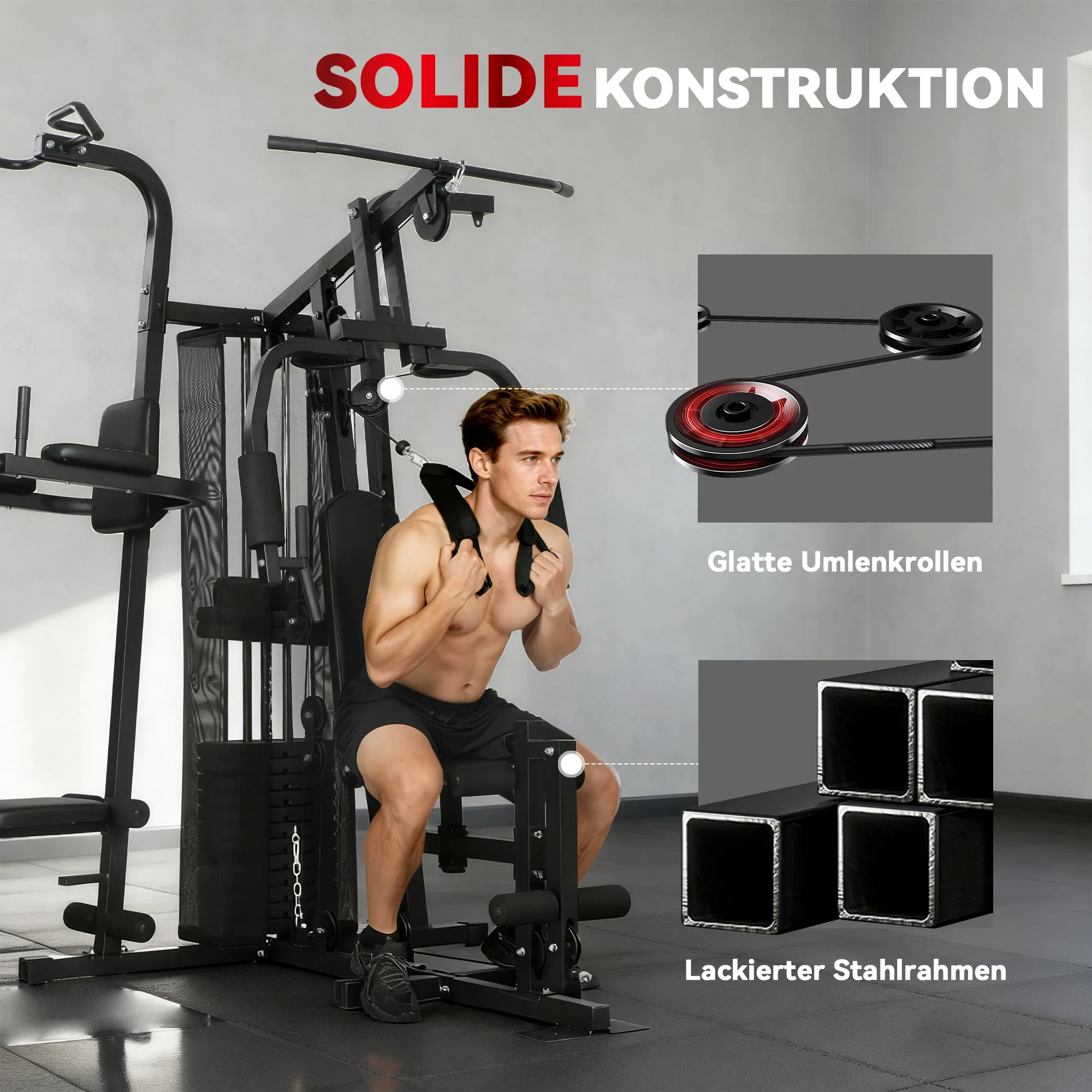 TRUUSK Multifunctioneel Trainingsstation – Thuisfitness Machine voor Meer Dan 10 Oefeningen – Gewichten – Aanpasbare Fitnessbank - Afbeelding 8