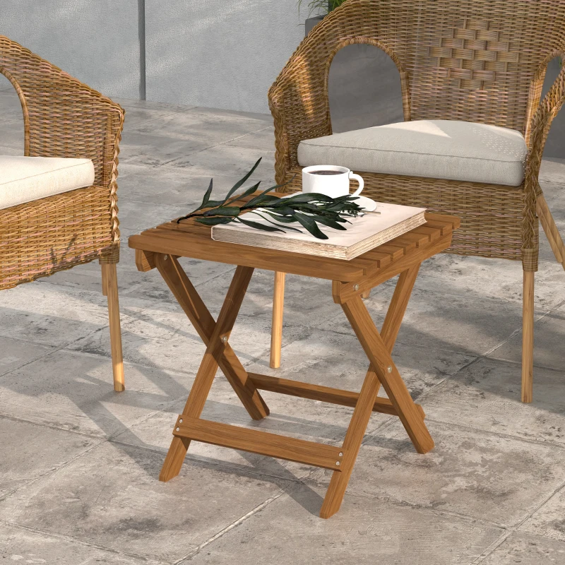 Patiotafelset, 2 Klaptafels Van Acaciahout, 45x45x45cm, Teak - Afbeelding 9