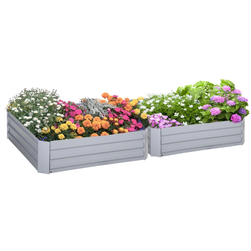 TRUUSK Set van 2 Plantenbakken – Bloembakken met Open Onderstel – Stalen Frame – Groen – 2x 100x100x30 cm - Afbeelding 9