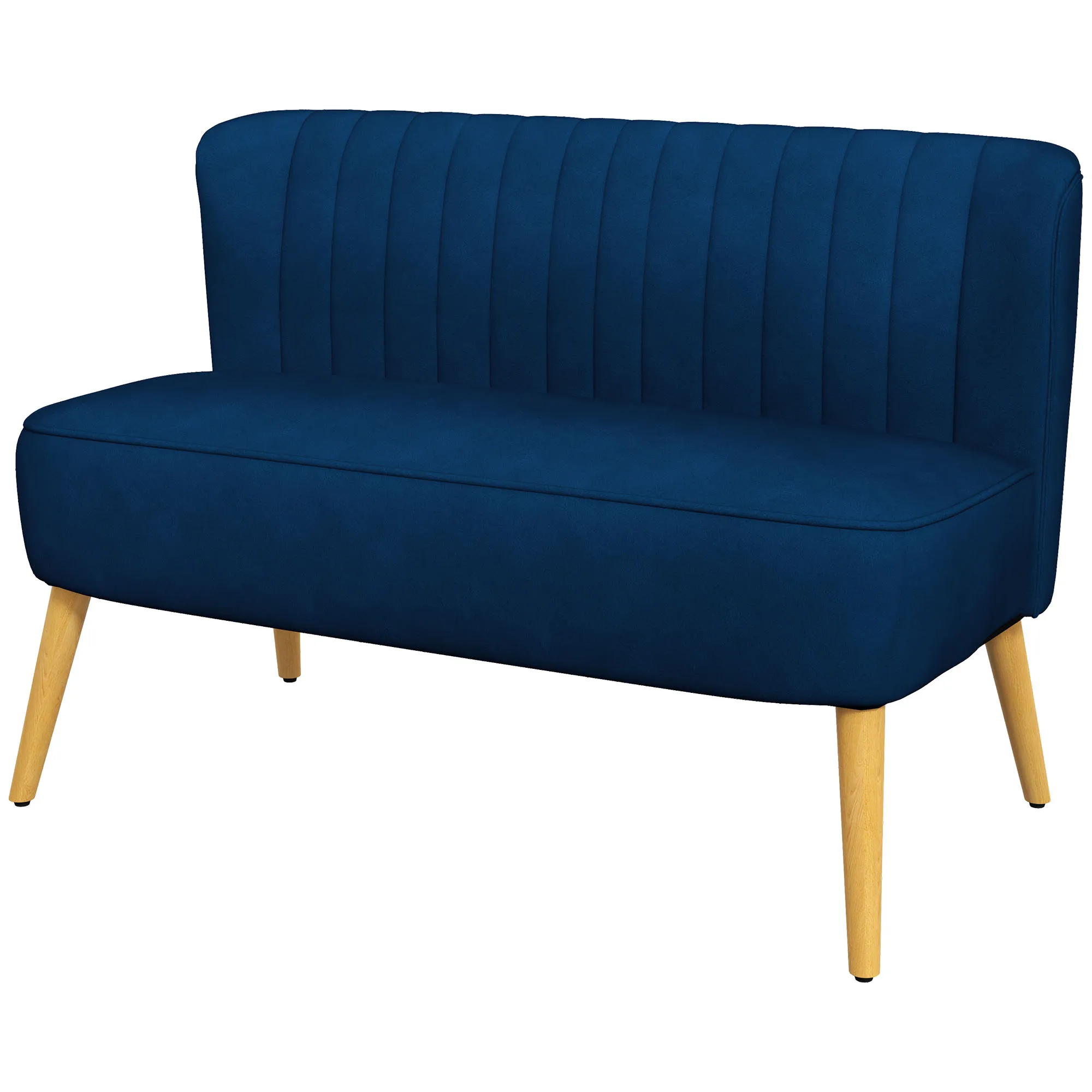 Retrodesign 2-zitsbank, Houten Poten, 117 Cm X 56,5 Cm X 77 Cm, Blauw - Afbeelding 2