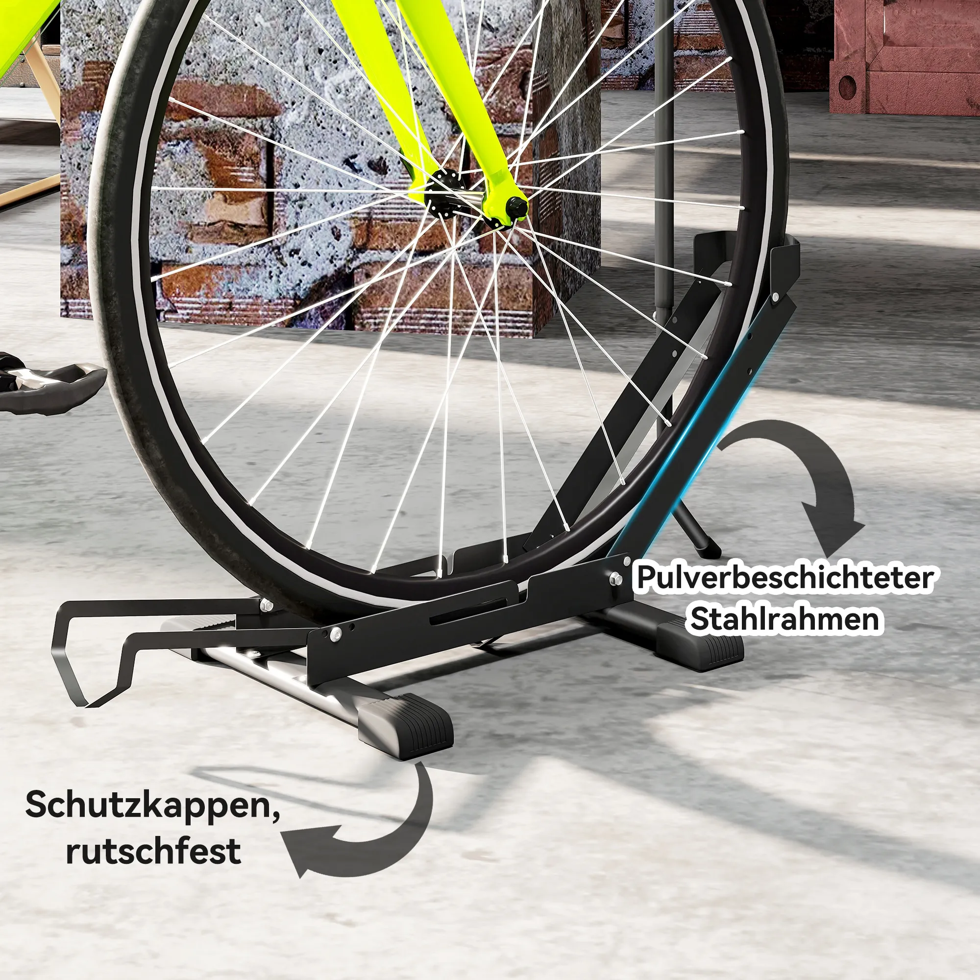 TRUUSK Fietsstandaard – Stalen Fietsenhouder – Geschikt voor 80 mm Bandbreedte – Vrijstaand – Multifunctioneel – 75 x 41 x 81H cm - Afbeelding 8