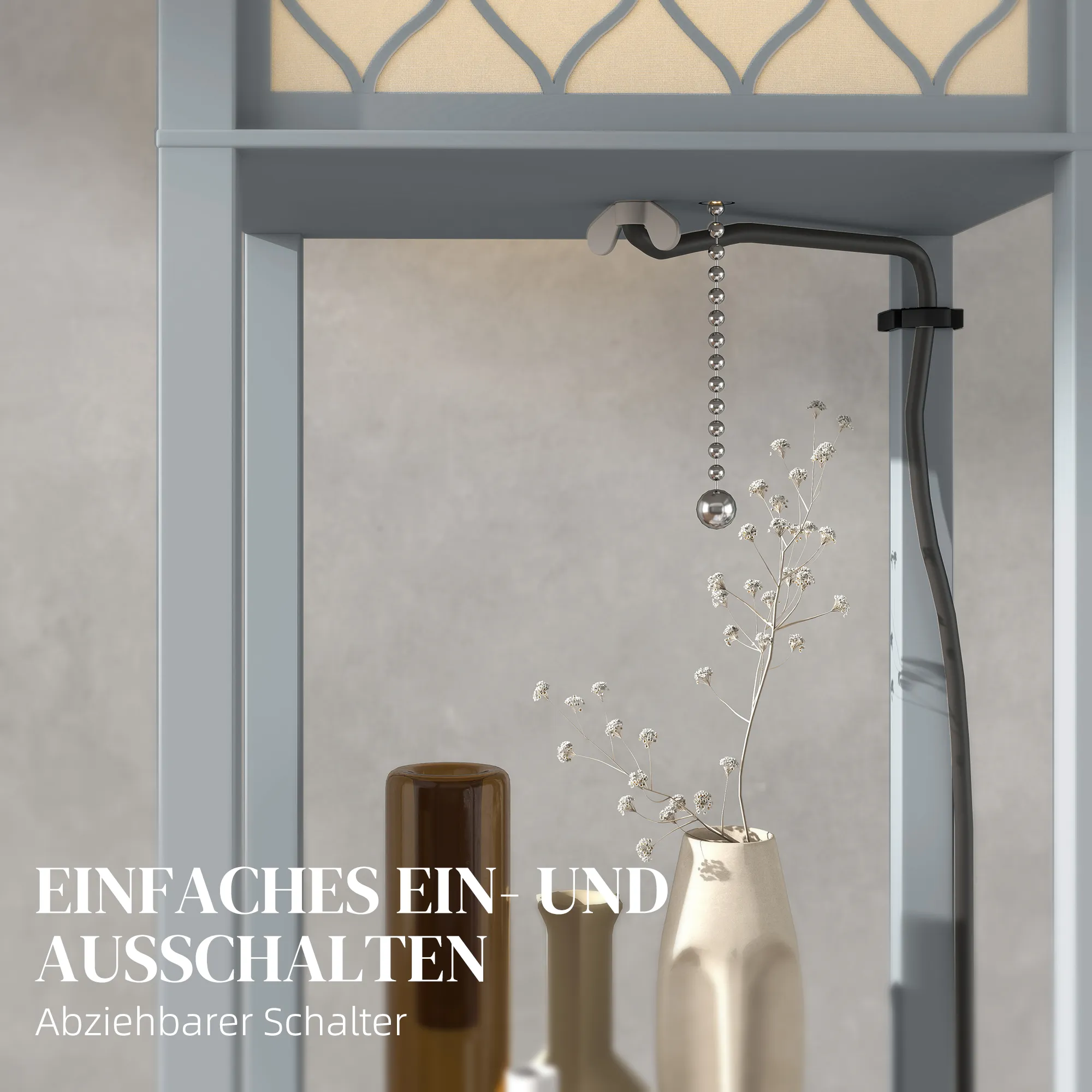 TRUUSK Staande Lamp Met Plank – 3 Vakken – Compacte Afmetingen – MDF – Lichtgrijs - Afbeelding 6