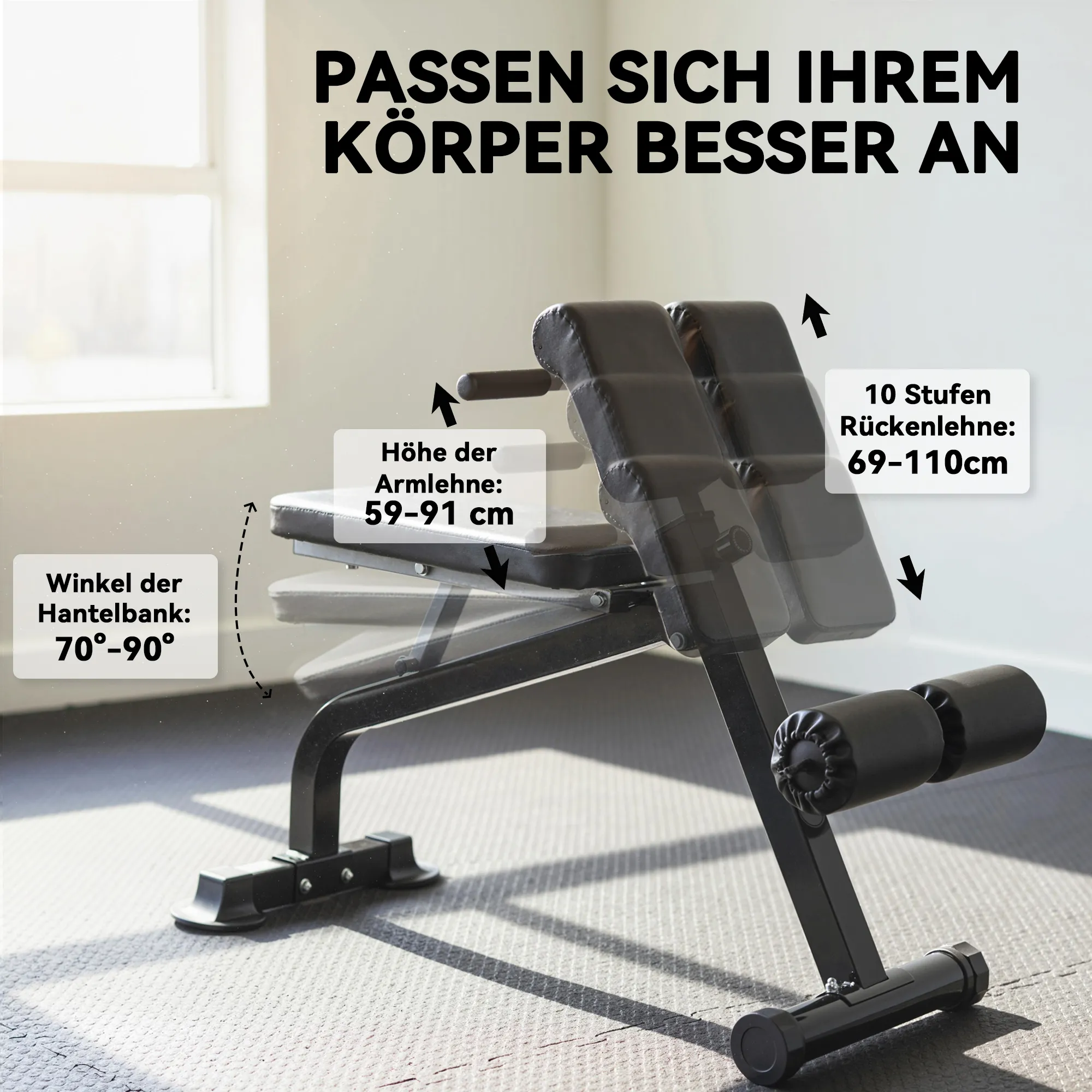 TRUUSK Trainingsbank – Haltersbank – Fitnessbank – Stalen Frame – Zwart - Afbeelding 6