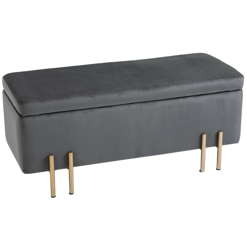 TRUUSK Gestoffeerde Bank Met Opbergruimte – Borstbank – Donkergrijs – 100 x 40 x 42 cm - Afbeelding 2