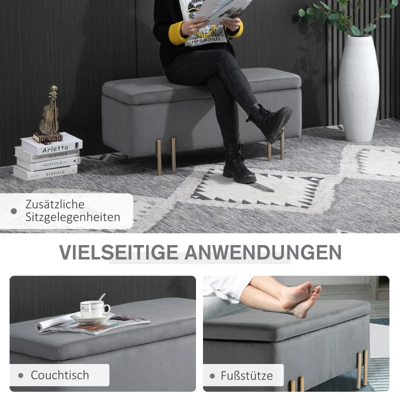 TRUUSK Gestoffeerde Bank Met Opbergruimte – Borstbank – Donkergrijs – 100 x 40 x 42 cm - Afbeelding 5
