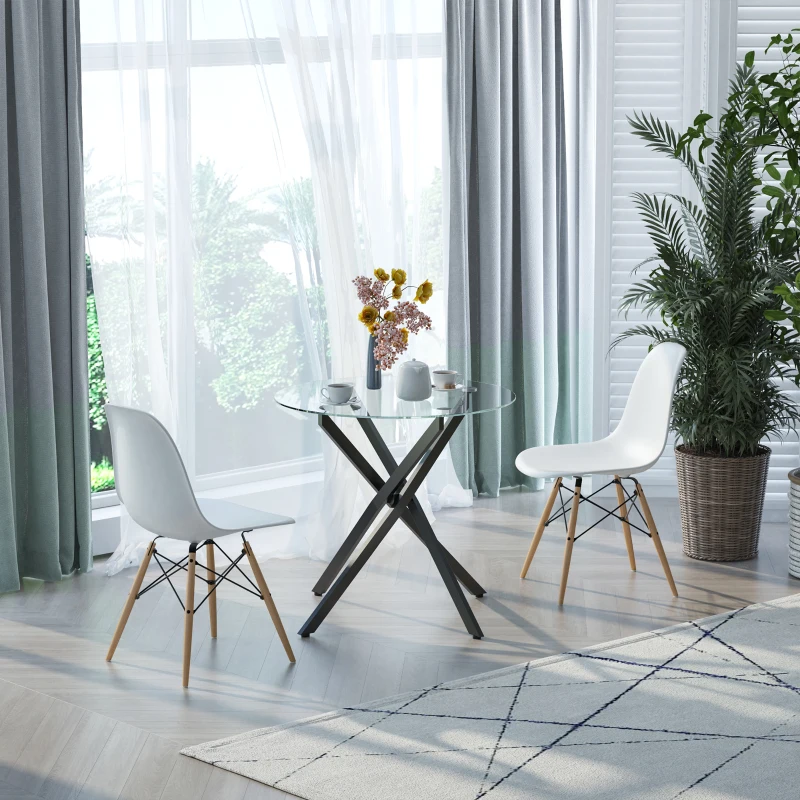 TRUUSK Ronde Bijzettafel met Veiligheidsglas – Moderne Salontafel – Geschikt voor Woonkamer en Slaapkamer – Metaal – Zwart – 80 x - Afbeelding 3