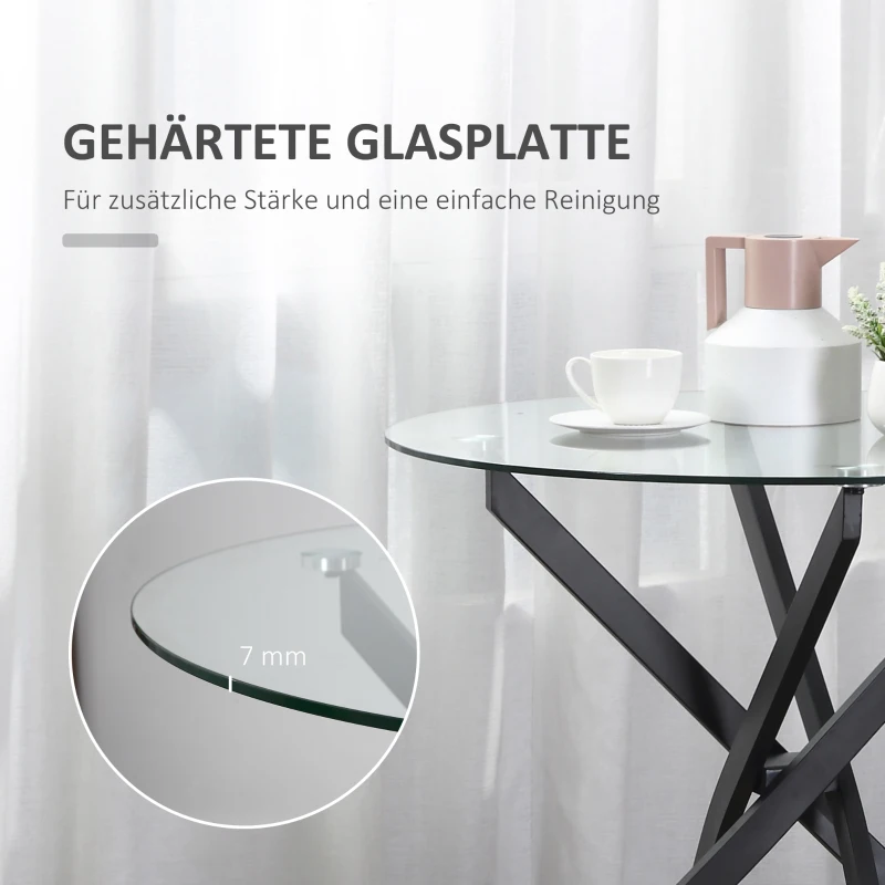 TRUUSK Ronde Bijzettafel met Veiligheidsglas – Moderne Salontafel – Geschikt voor Woonkamer en Slaapkamer – Metaal – Zwart – 80 x - Afbeelding 5