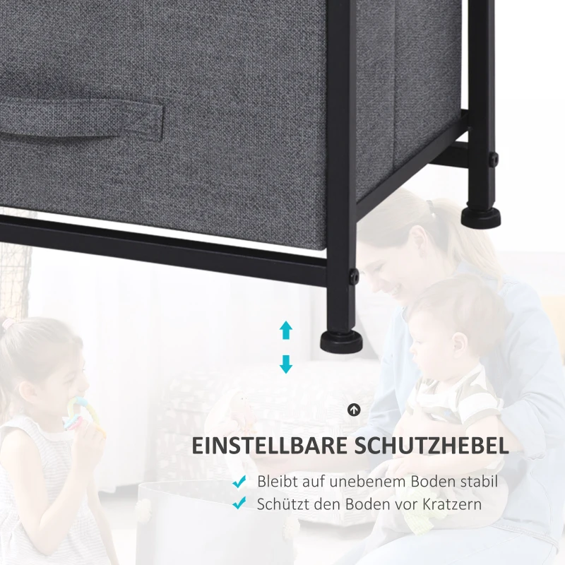 TRUUSK Opbergkast met 7 Opvouwbare Stoffen Lades – Metalen Frame – Hout – Non-woven – Grijs – 63,5 x 30 x 71 cm - Afbeelding 8