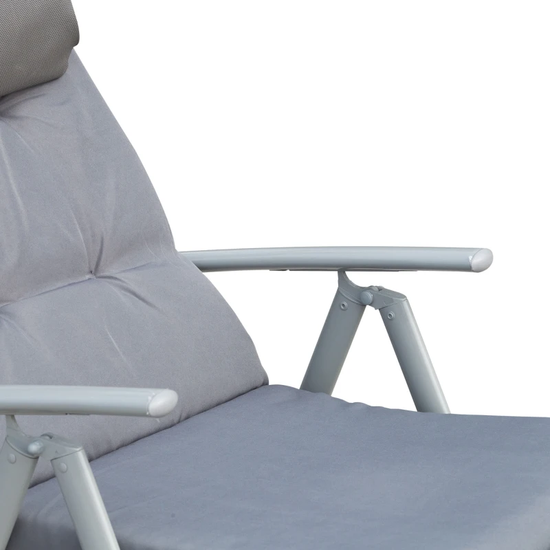 Ligstoel Strandligstoel Tuinligstoel Opvouwbaar Verstelbaar Met Kussen Tuin Metaal Stof Grijs 137 X 63,5 X 100,5 Cm - Afbeelding 9
