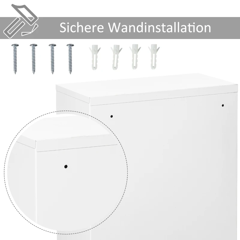 TRUUSK Medicijnkastje Met Slot – 3 Vaks Staal Wit – 40 x 18 x 60 cm – EHBO-kastje – Voorraadkastje voor Medicijnen - Afbeelding 7