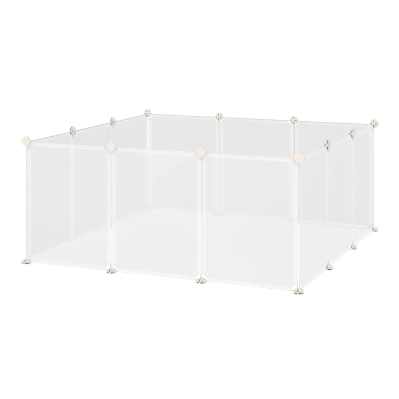 TRUUSK Outdoor Ren Box voor Kleine Huisdieren – DIY – 12 Panelen – Wit Metaal en PP Hars – 105x105x45 cm - Afbeelding 2