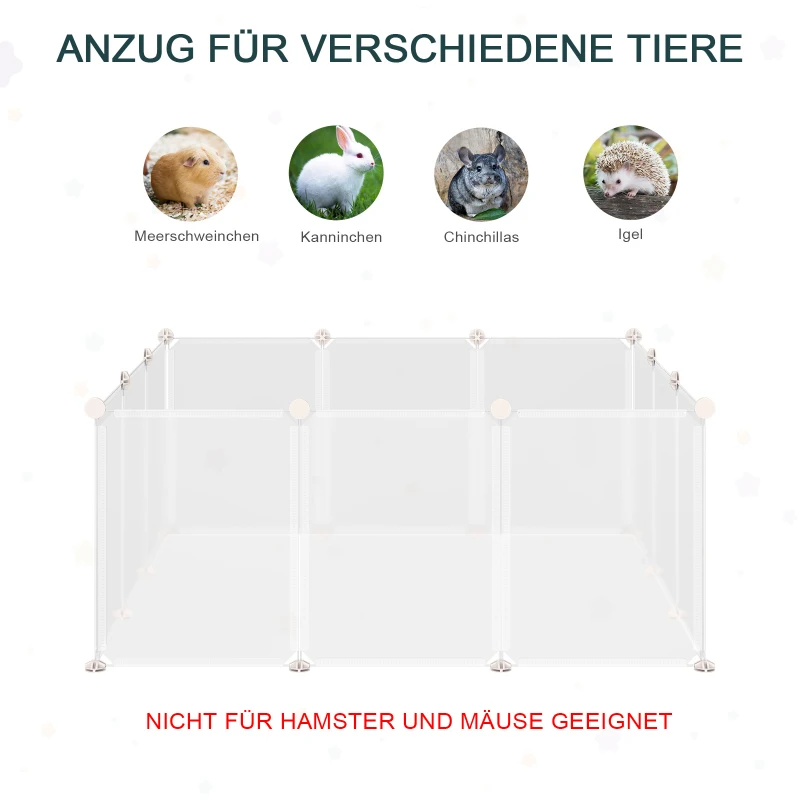 TRUUSK Outdoor Ren Box voor Kleine Huisdieren – DIY – 12 Panelen – Wit Metaal en PP Hars – 105x105x45 cm - Afbeelding 6