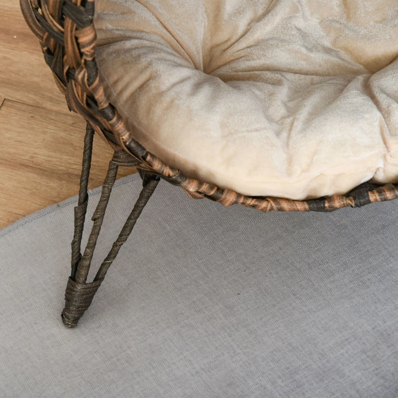 TRUUSK Rotan Kattenhuis – Met Kussen en Verhoogde Voeten – Kattenslaapplaats – Kattengrot – Bruin – Ø52 x 58 cm - Afbeelding 8