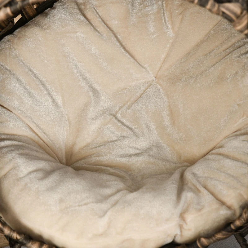 TRUUSK Rotan Kattenhuis – Met Kussen en Verhoogde Voeten – Kattenslaapplaats – Kattengrot – Bruin – Ø52 x 58 cm - Afbeelding 9