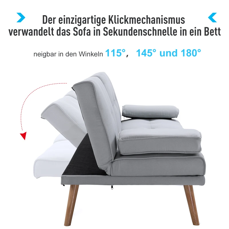 TRUUSK Slaapbank 3-zits – Linnen stof – Lichtgrijs – Afmetingen 181 x 77 x 78 cm - Afbeelding 5