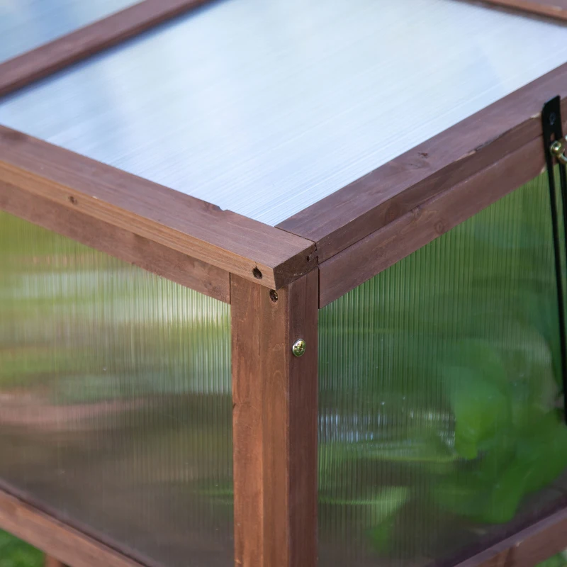 TRUUSK Verhoogd Bed Van Hout – Koude Frame – Kweektafel – Kruidenbed – Plantenbak – Voor Tuin, Balkon en Terras – Bruin - Afbeelding 9