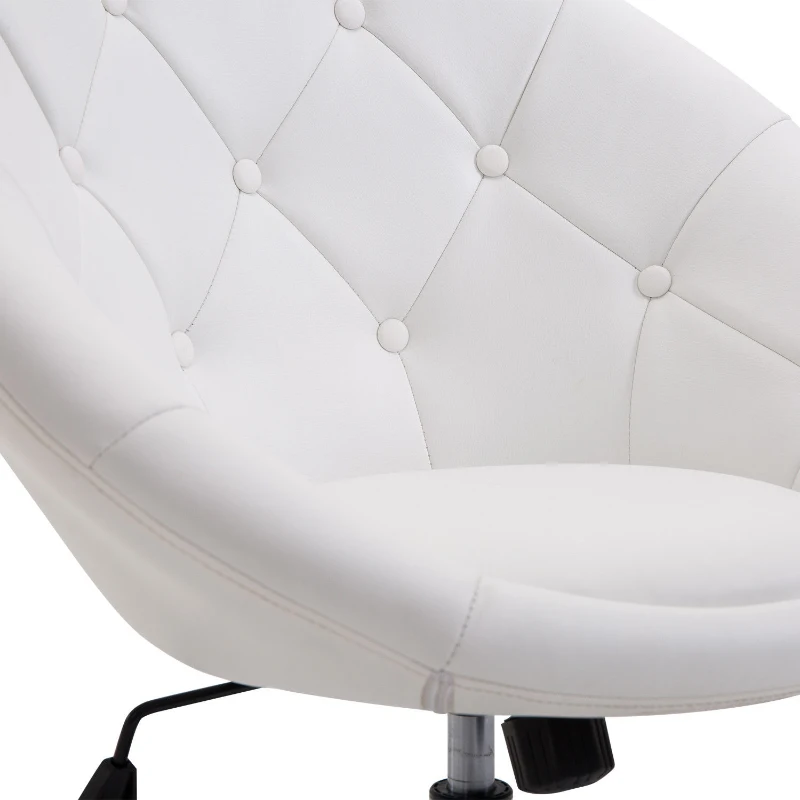 TRUUSK Draaibare Werkkruk – Verchroomd – In Hoogte Verstelbaar – PU + Staal – Zwart/wit – 56x71x78-90cm – Wit - Afbeelding 9