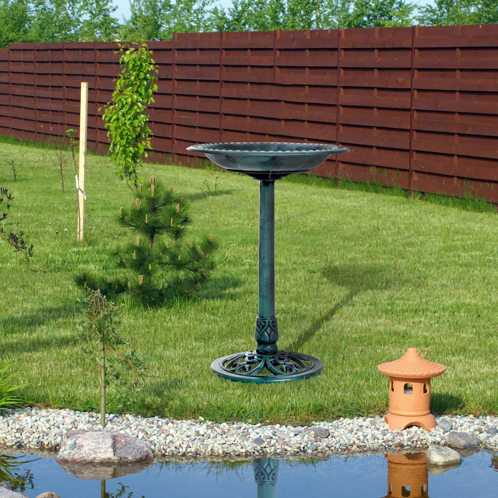 Vogeldrinkbak Vogelbad Met Standaard 69,5 Cm Voor Wilde Vogels, Vogelvoederdispenser & Wildvogeldrinkbak Voor Tuin En Balkon - Afbeelding 3