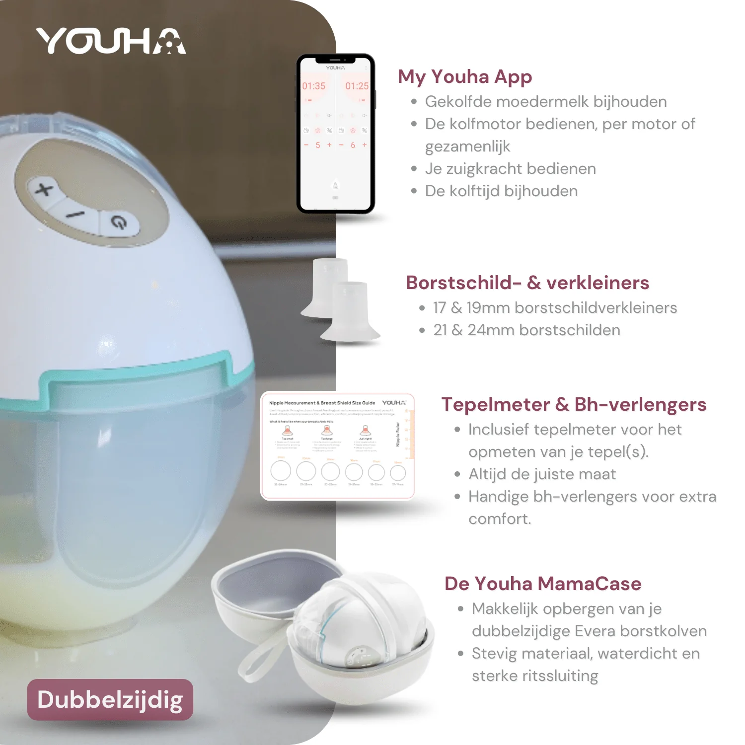 Youha Evera Handsfree Borstkolf met App | Draadloos & Comfortabel - Afbeelding 3