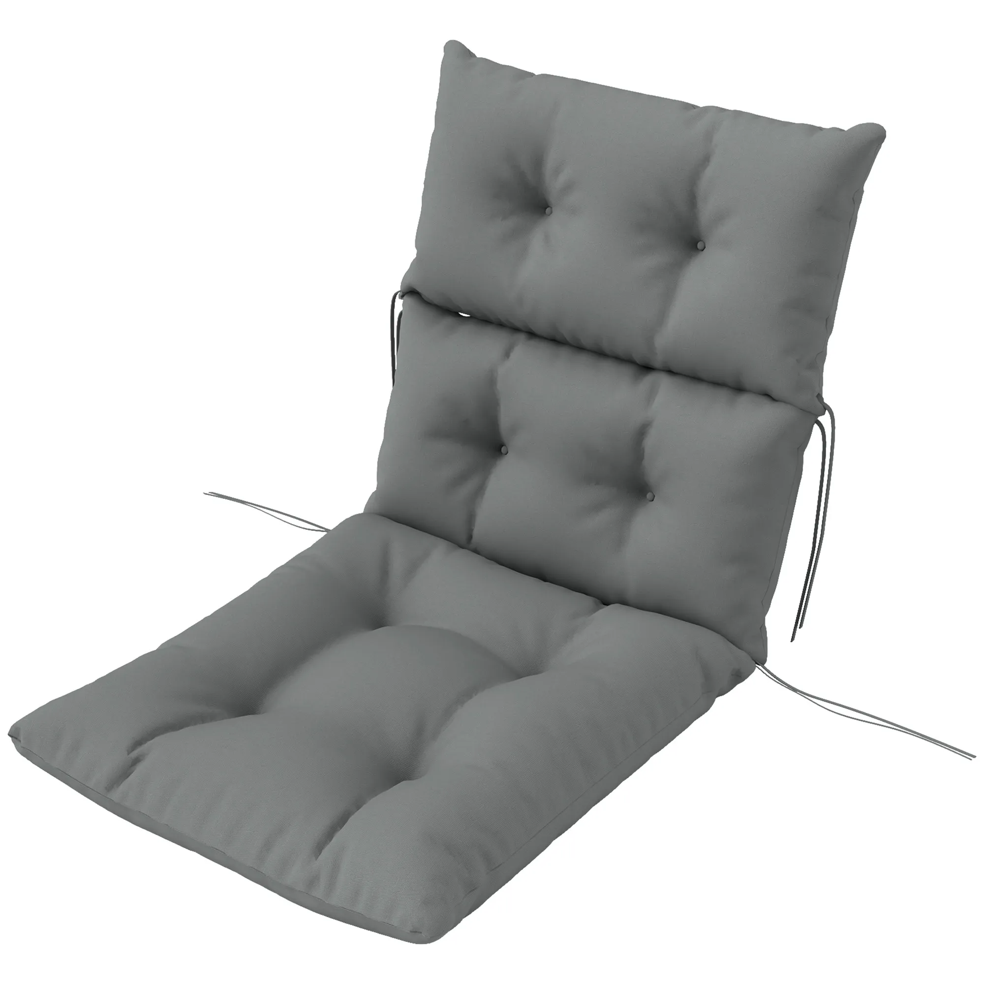 TRUUSK Zitkussen 115×56 cm – Met Bindbanden – Rugleuning – 10cm Dik – Waterafstotend – Voor Huis, Tuin, Kantoor – Lichtgrijs